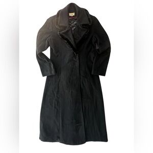 Vtg Y2K Collections By Tall Girls Maxi Black Wool Blend Coat Size M Tall Classic